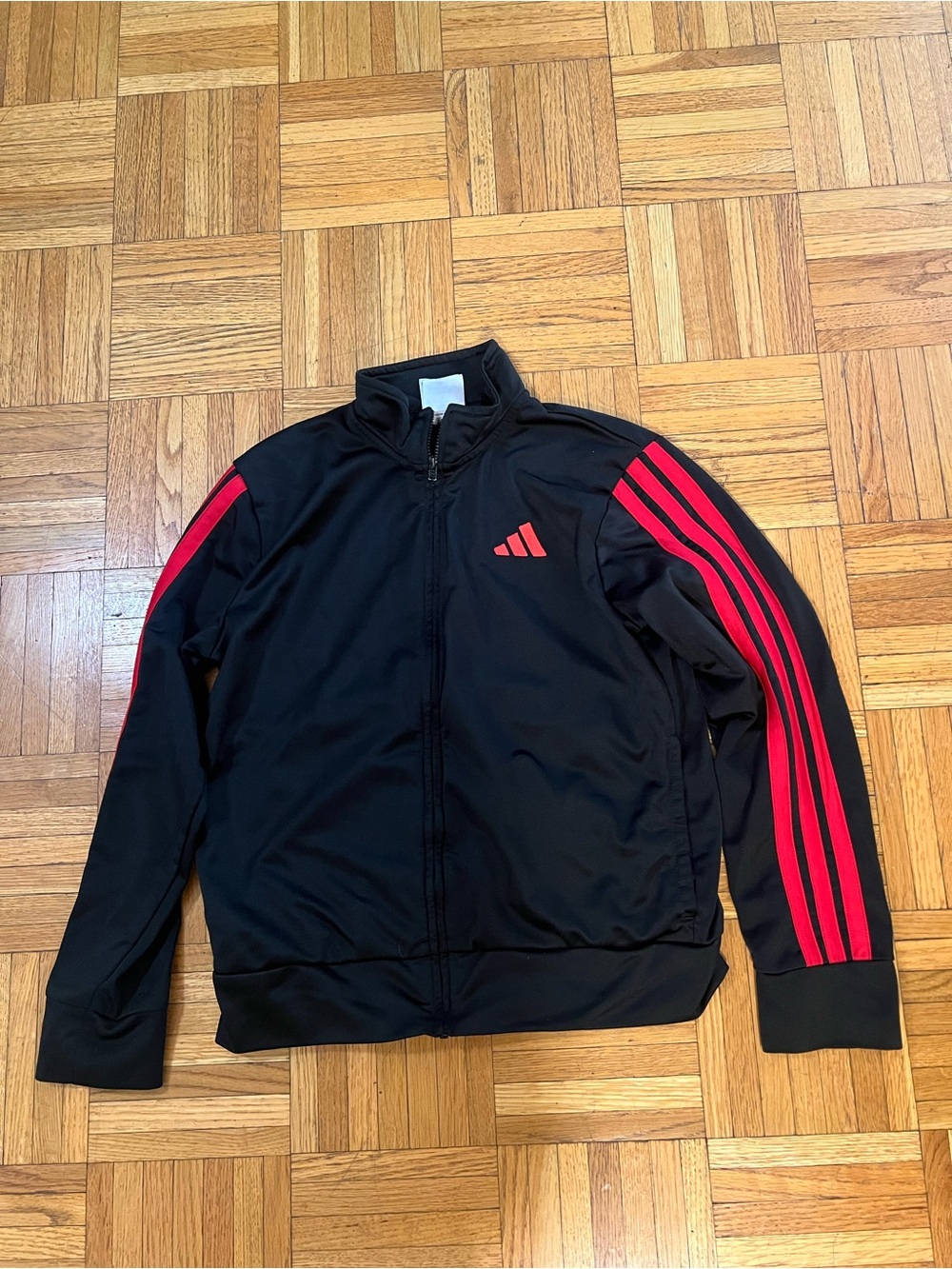 adidas Black Performance Jacket with Red Stripe Details